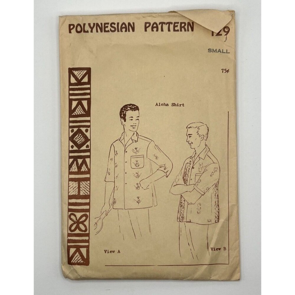 Polynesian Pattern 129 Men’s Hawaiian Shirt Small Chest 34-36 Tiki Rockabilly